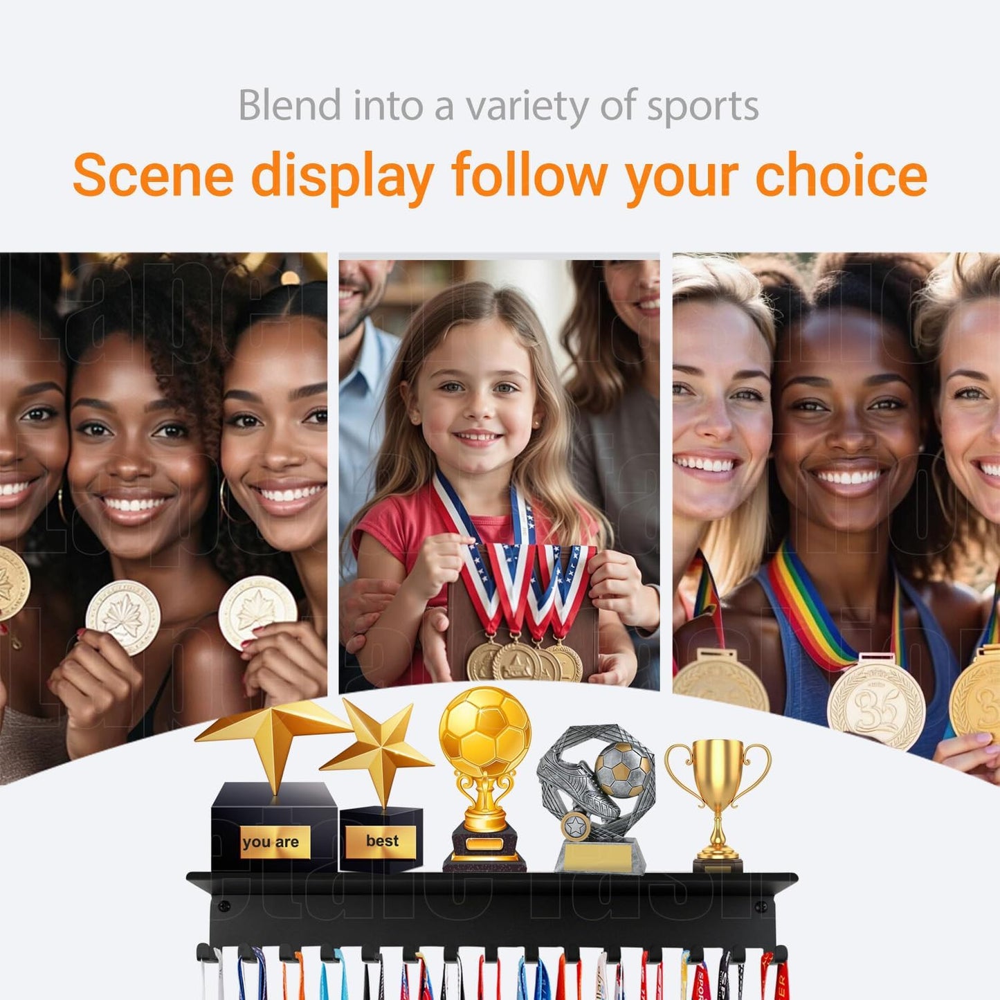 Non-Slip Trophy Shelf,Trophy and Medal Display Shelf, Medal Hanger Display For Wall with 16inchL,Shelves For Trophies
