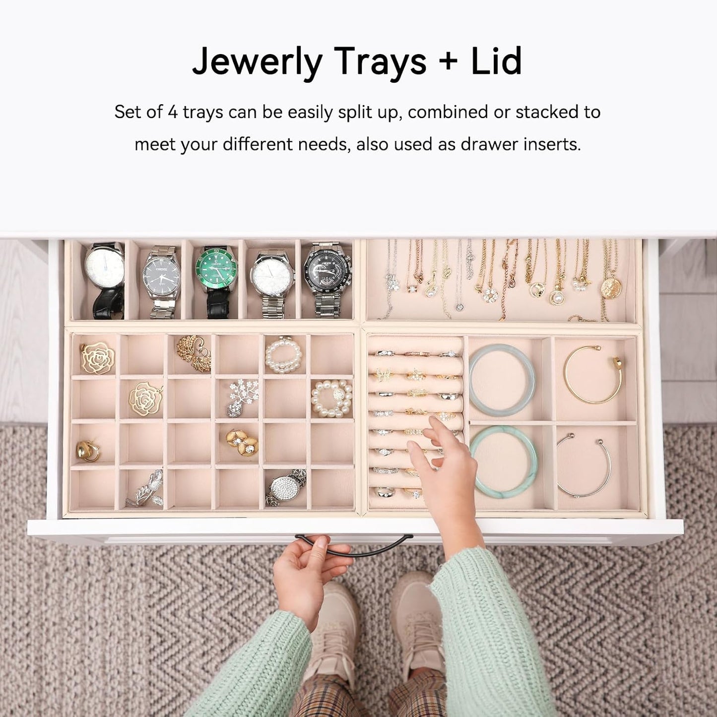 Stackable Jewelry Organizer Tray / Apricot