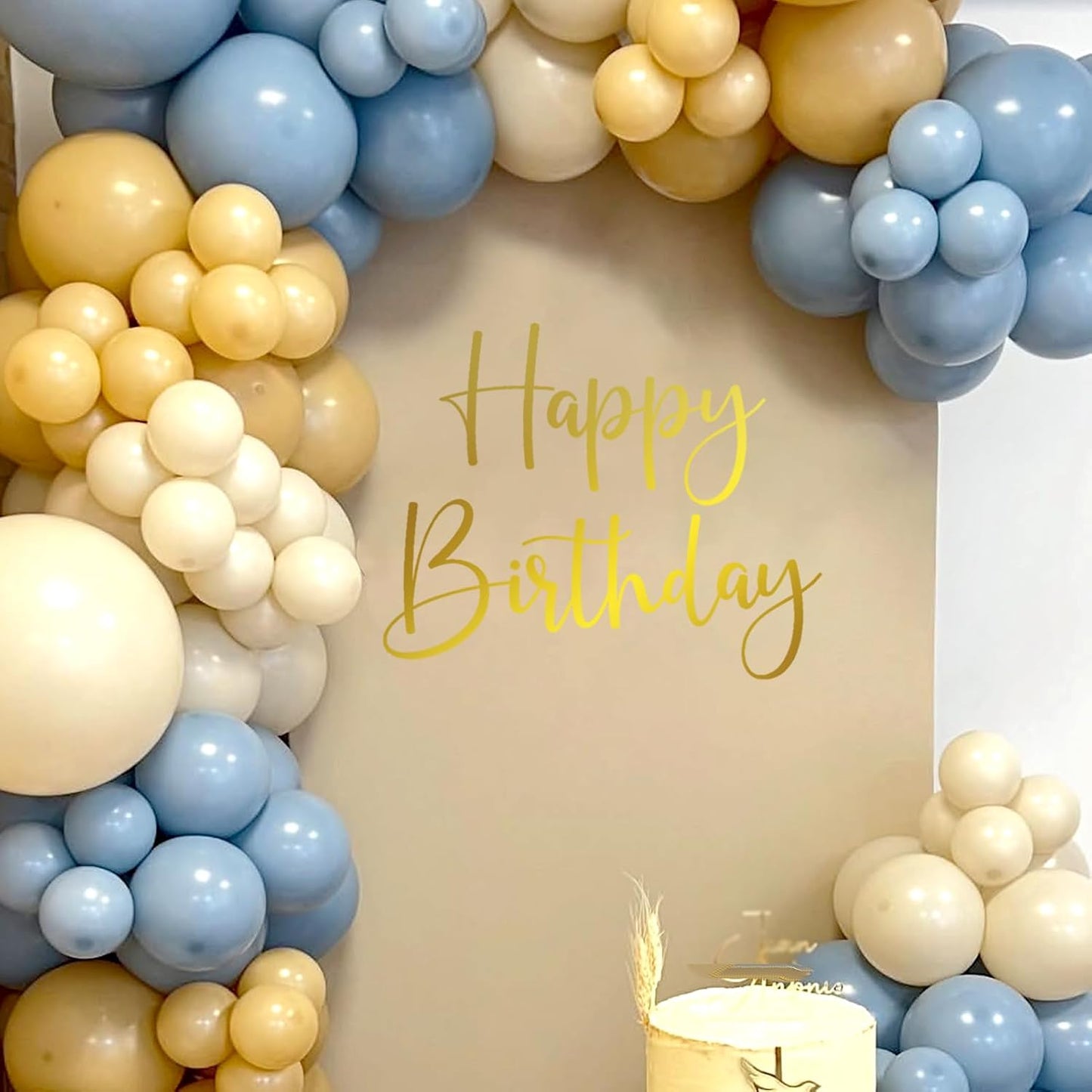 Gold Happy Birthday Party Decal for Women Men / Gold-hb
