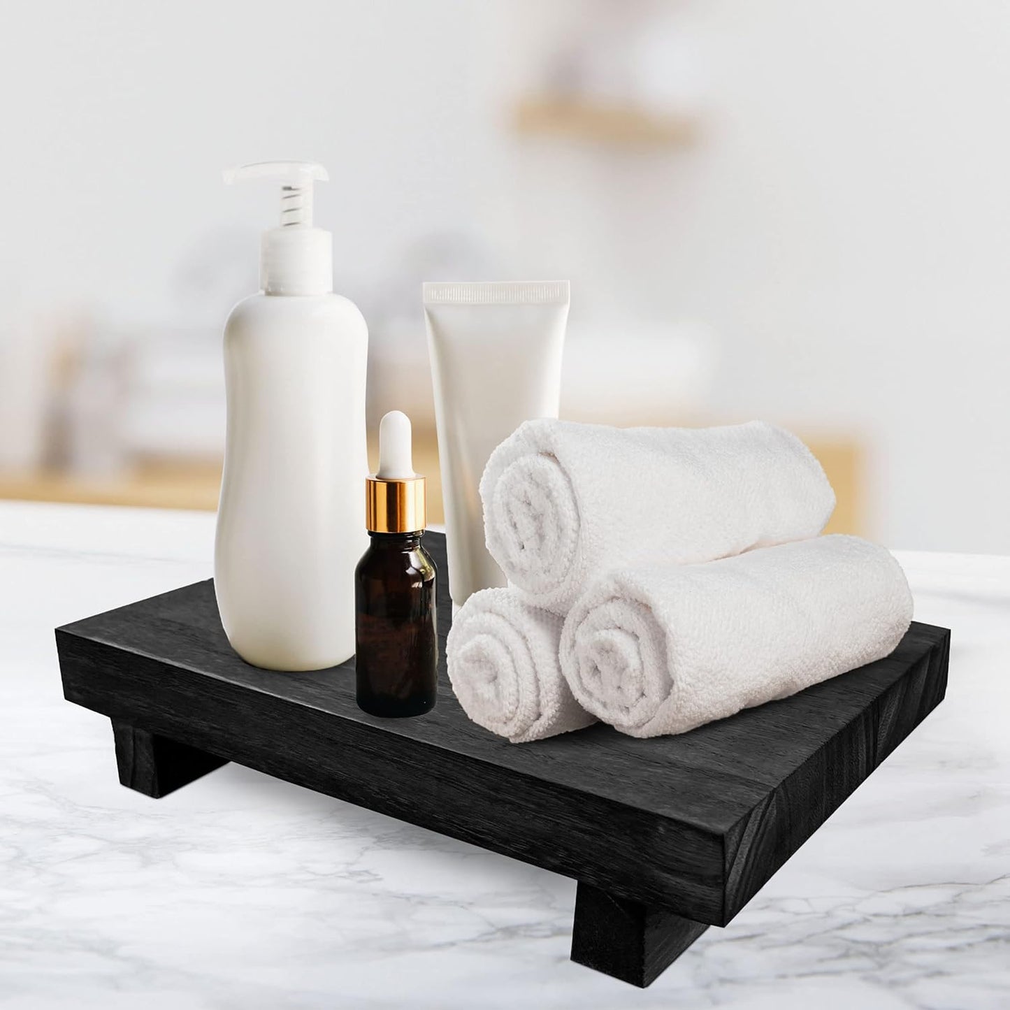 Rustic Pedestal Stand / Black / 9 x 6 x 1.5