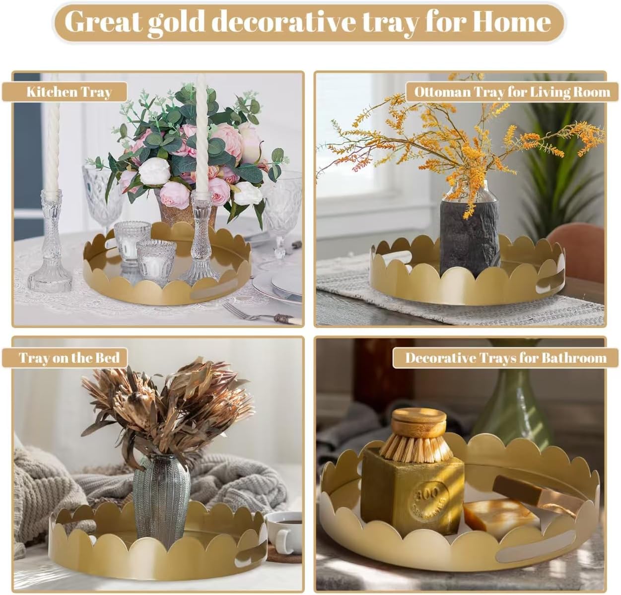 11" Versatile Ottoman Tray / Gold