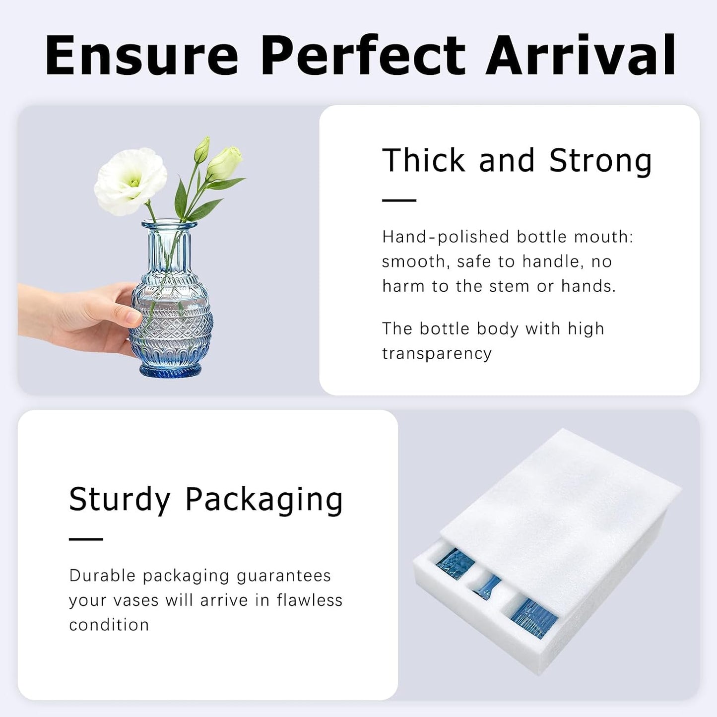 Glass Bud Vase Set / Blue / Set of 6