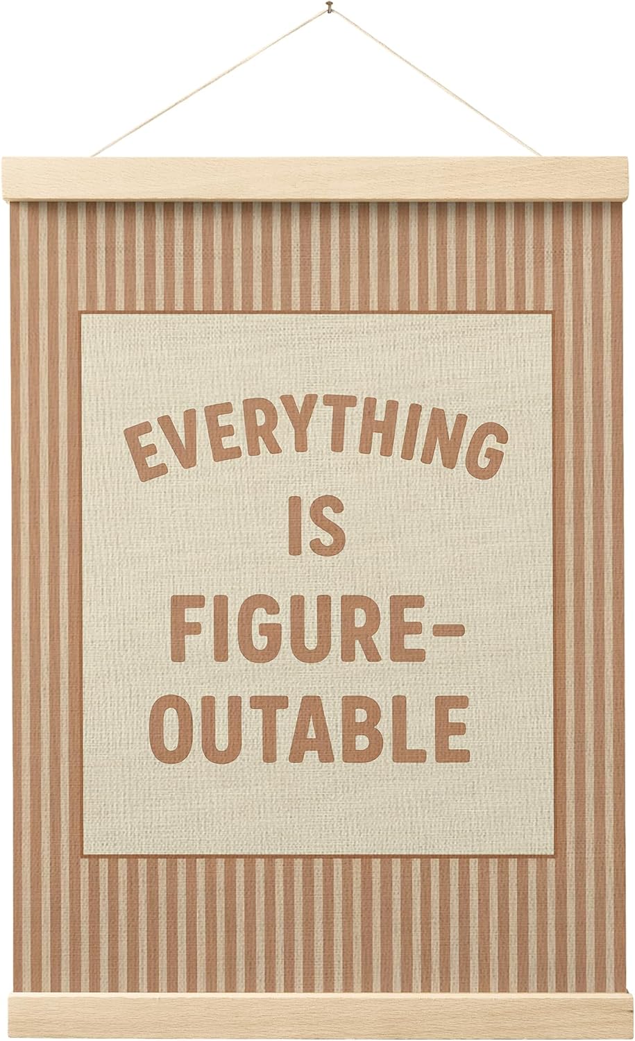 FGFK Everything Is Figureoutable Positive Affirmations Wall Art Poster Hanger Frame, Retro Warm Beige Inspirational