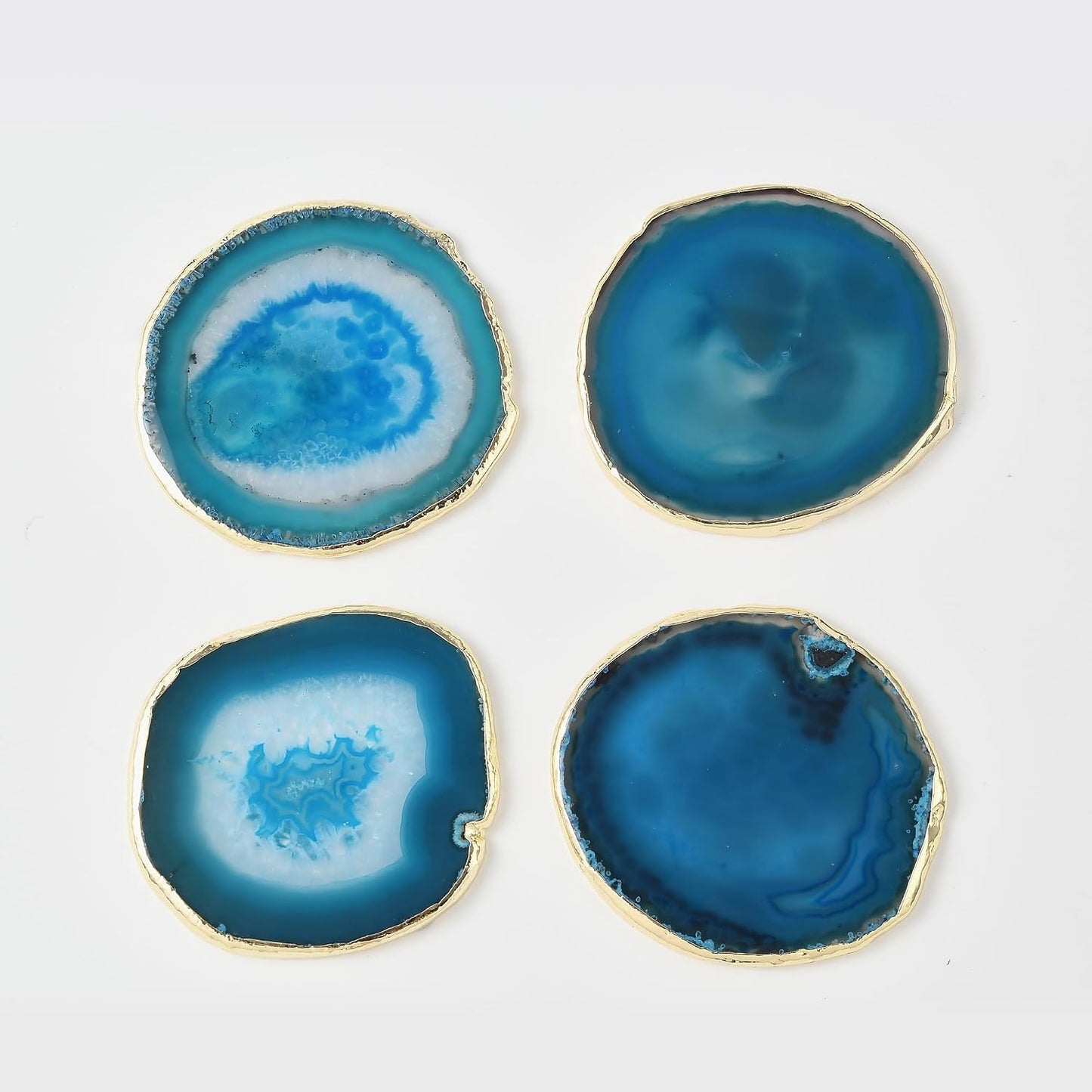 Natural Agate Coasters Set / Blue / Set of 4