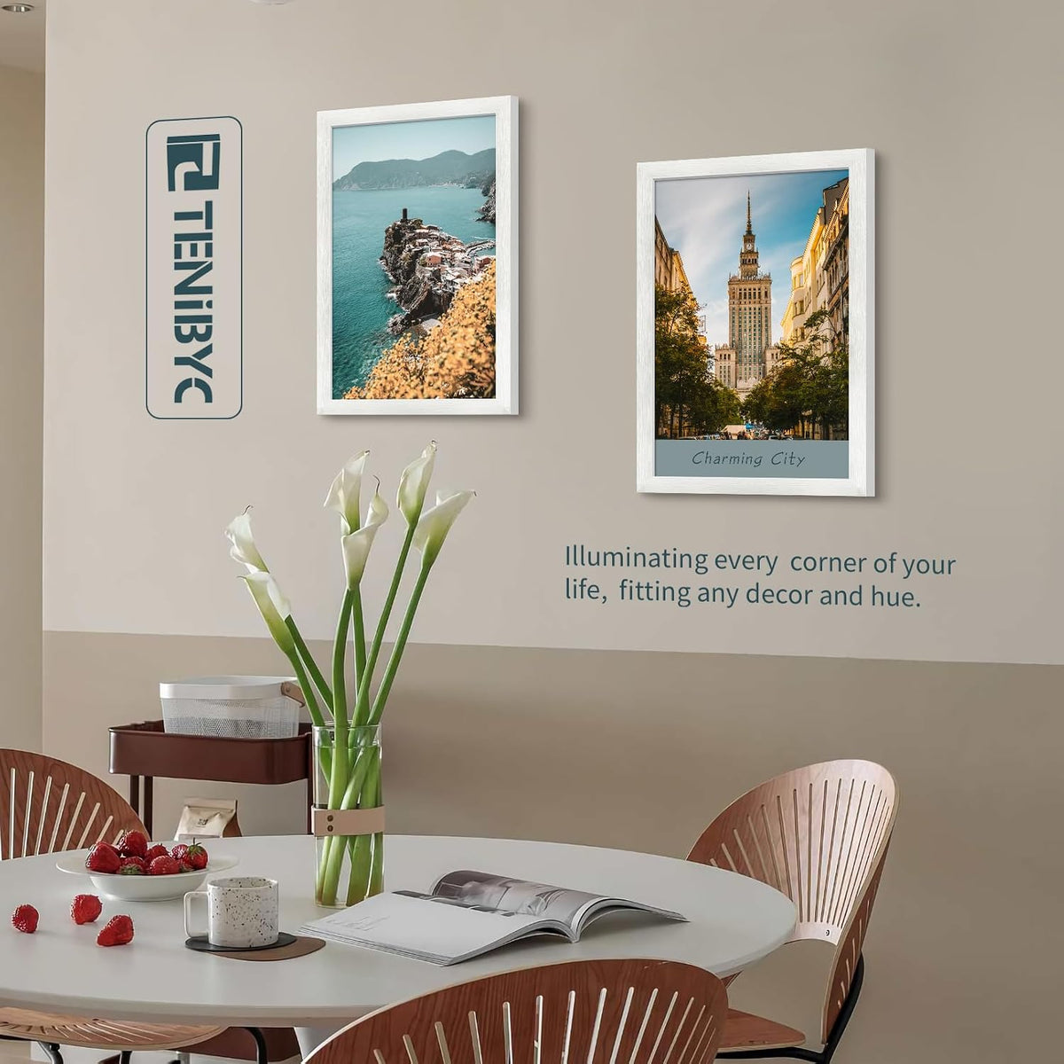 12x18 Poster Frame 3 Pack, White Wood, Real Glass, Wall Hanging | Thick HD Tempered Glass, Large Picture Frame Wall