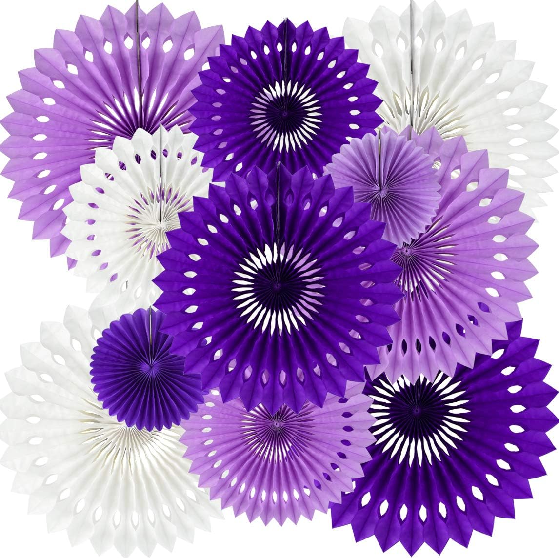 BEISHIDA Honeycomb Round Paper Fans Purple White Hanging Party Decoration