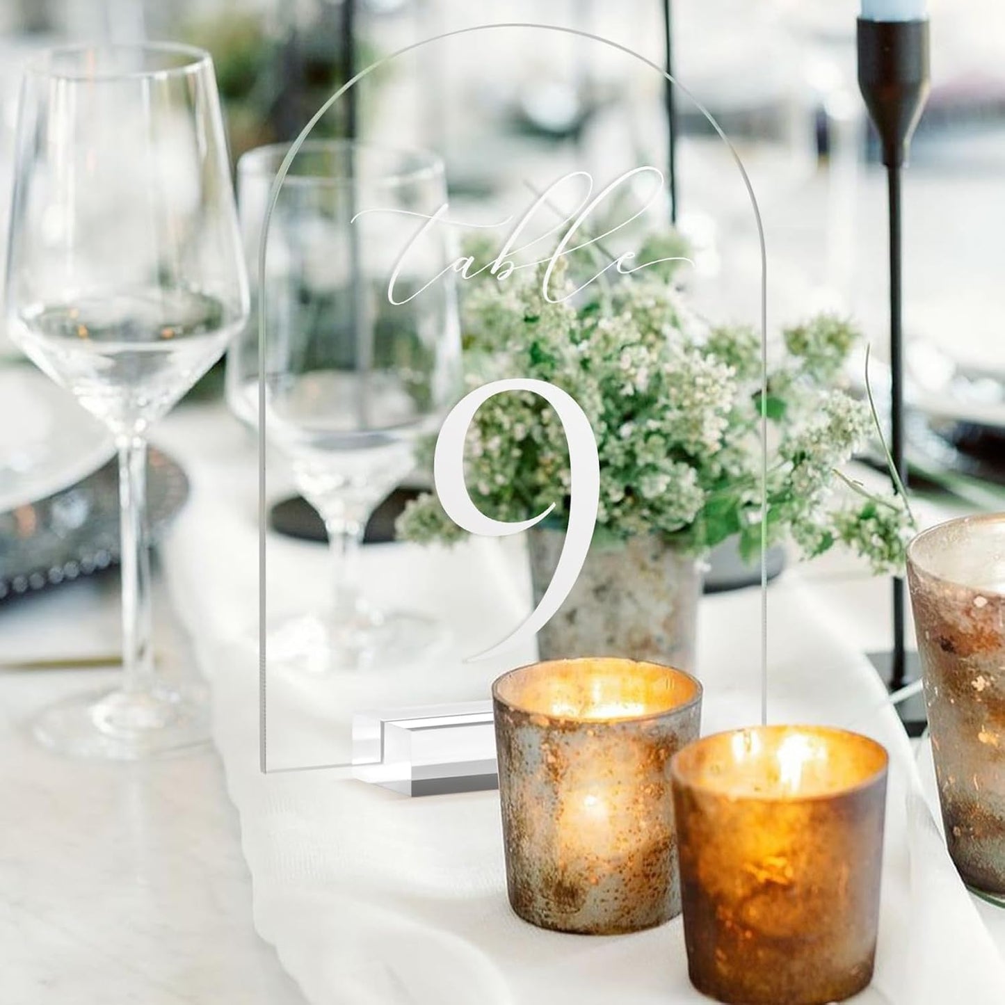 Clear Arch Table Numbers for Wedding, 5x7 Inch Arched Acrylic Table Numbers 1-25 with Stands, Clear Acrylic Arch Sign