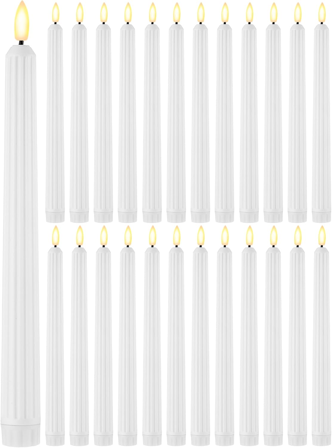 Treela Battery Operated LED Taper Candles,Roman Column,11 Inch,White