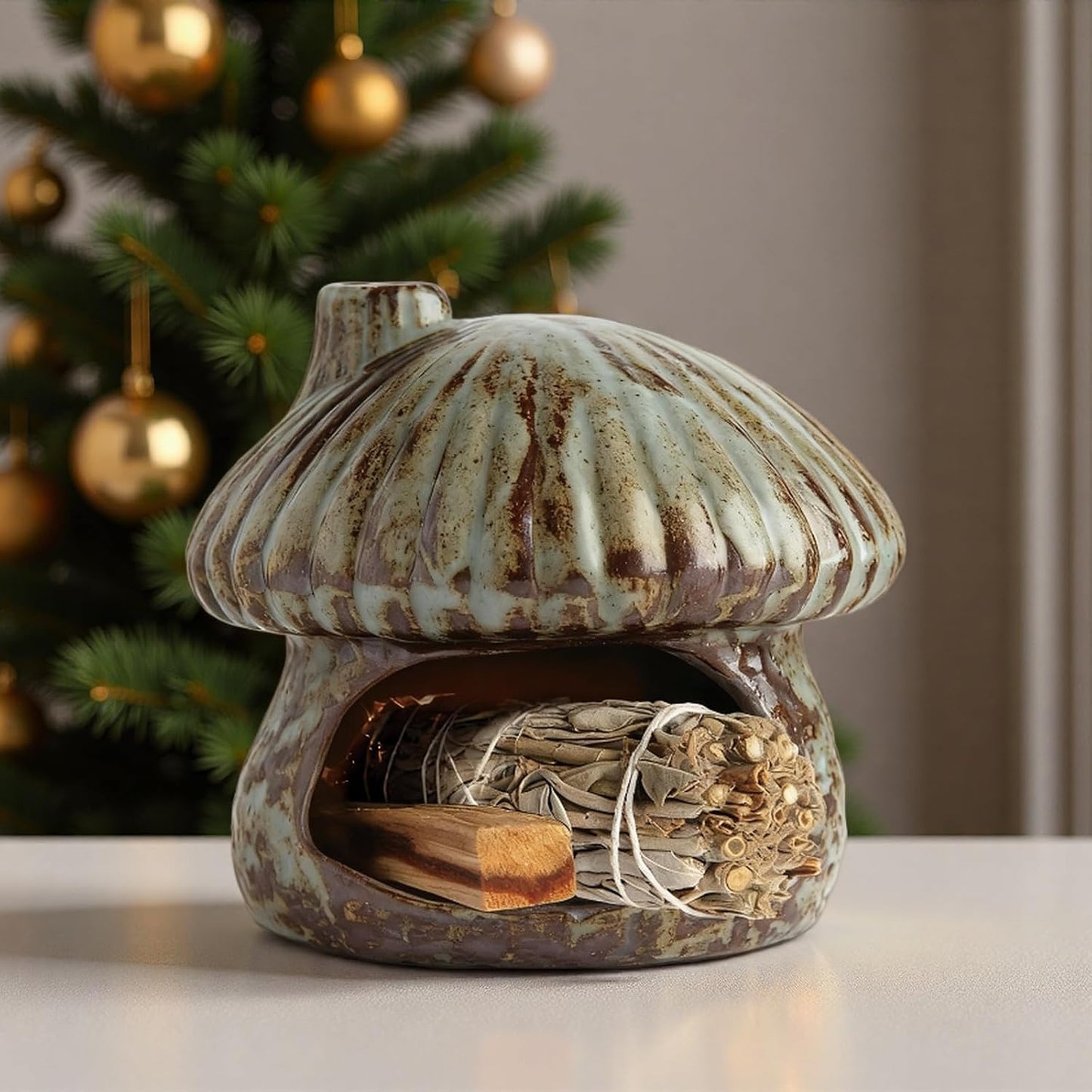 Ceramic Sage Holder for Burning Palo Santo Burner for Meditation / Green