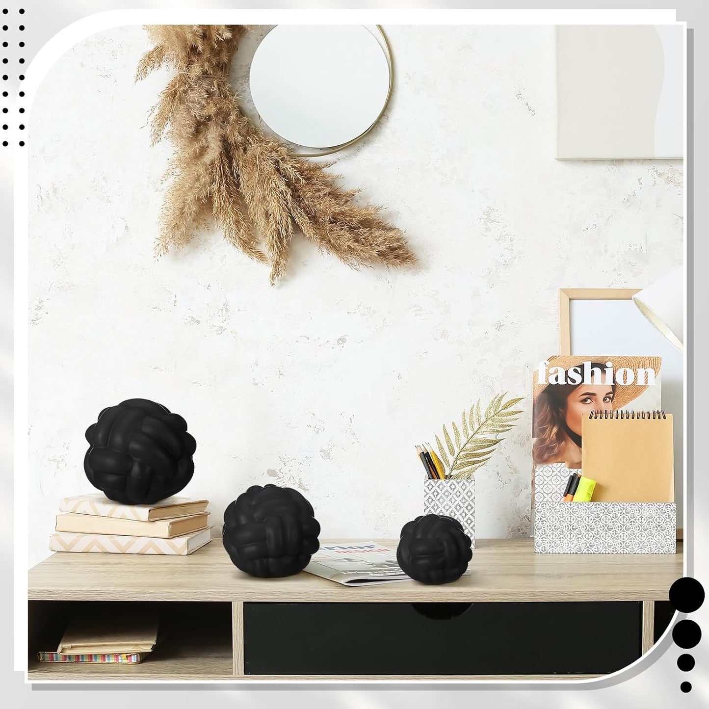Entry Table Ceramic Aesthetic / Matte Black / Set of 3