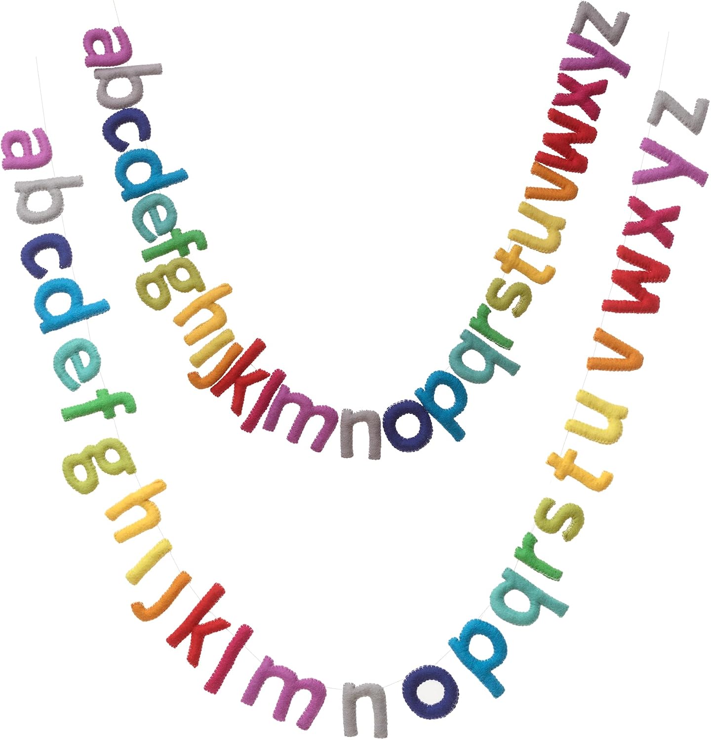 Glaciart One Alphabet Garland - Natural Handmade Wool ABC Letters - Decorative Wall Decor for Classroom, Playroom