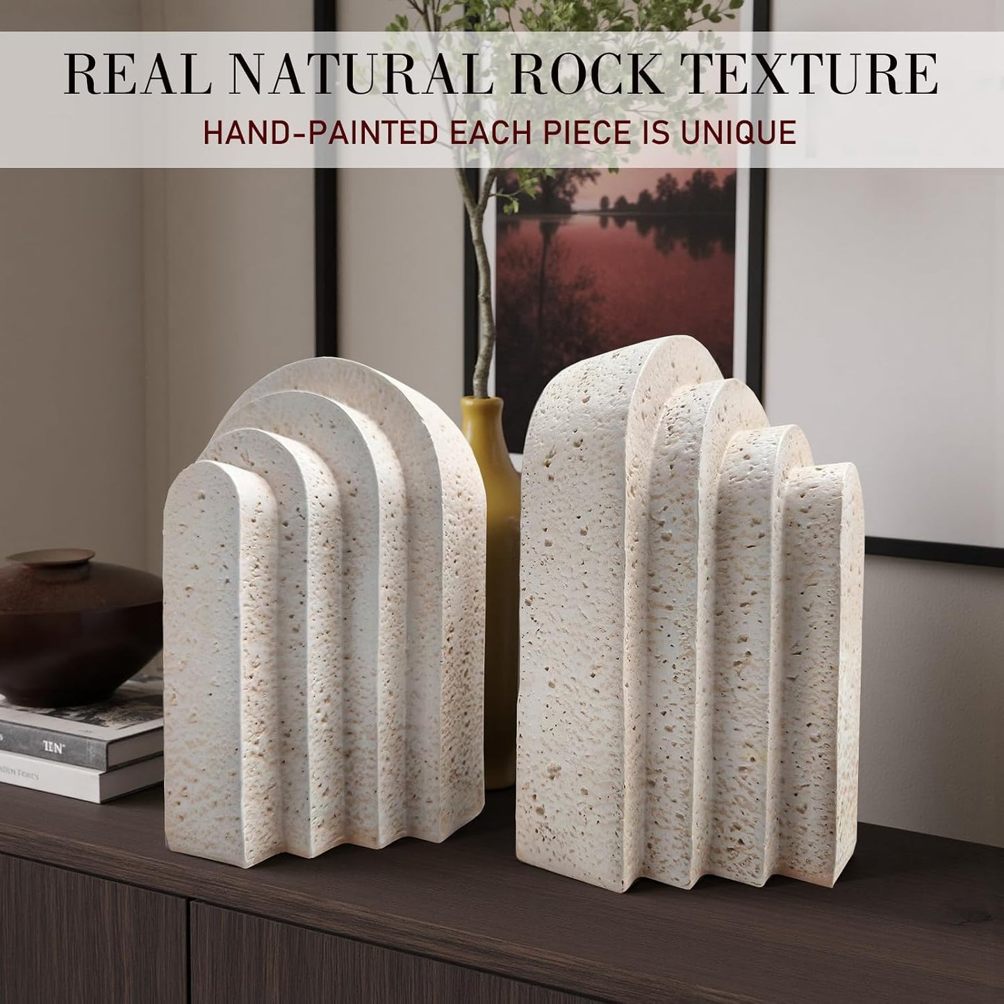 Heavy Duty Arch Resin Decorative Bookends / Set of 2