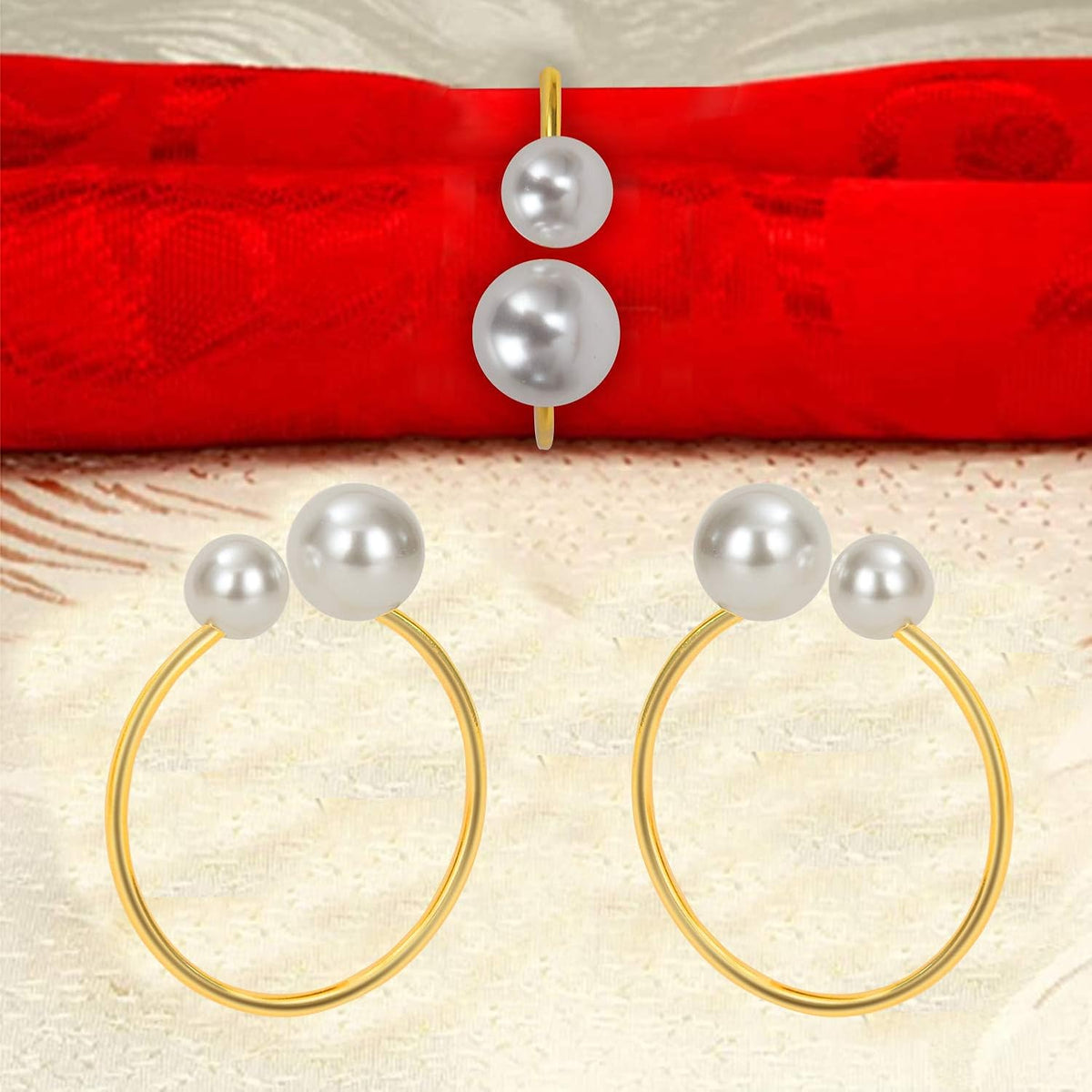 KPOSIYA Pearl Napkin Rings - Set of 100 Gold Napkin Holder Table Napkin Buckles for Dinning Table Setting Christmas