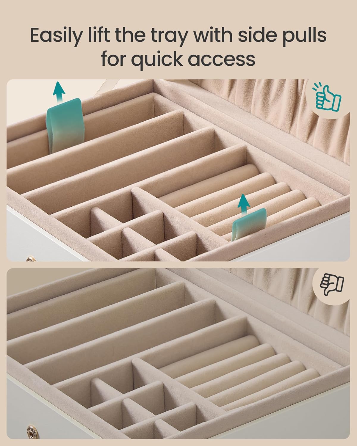 Removable Tray and Handle / Cream White