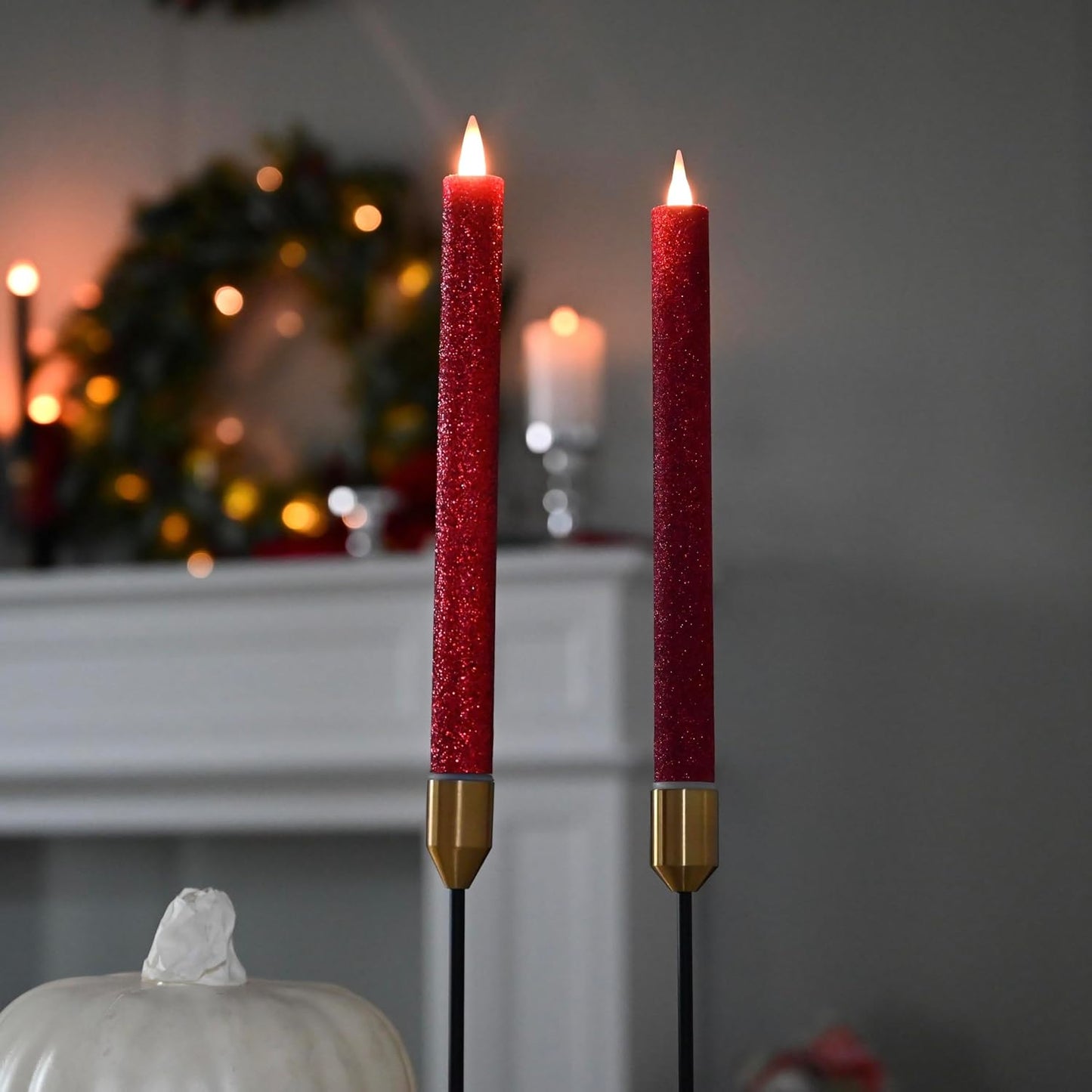Flameless Taper Candles Flickering with Remote and Timer, 3D Moving Flame Taper Candle Battery Operated to 400 Hours, 9