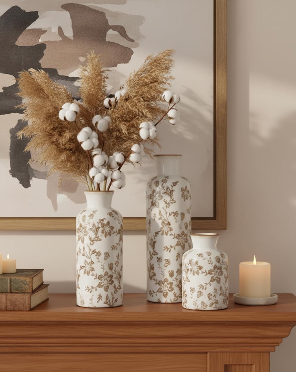 Ceramic Vase / Vintage Ceramic Flower Vases / Brown / Set of 3