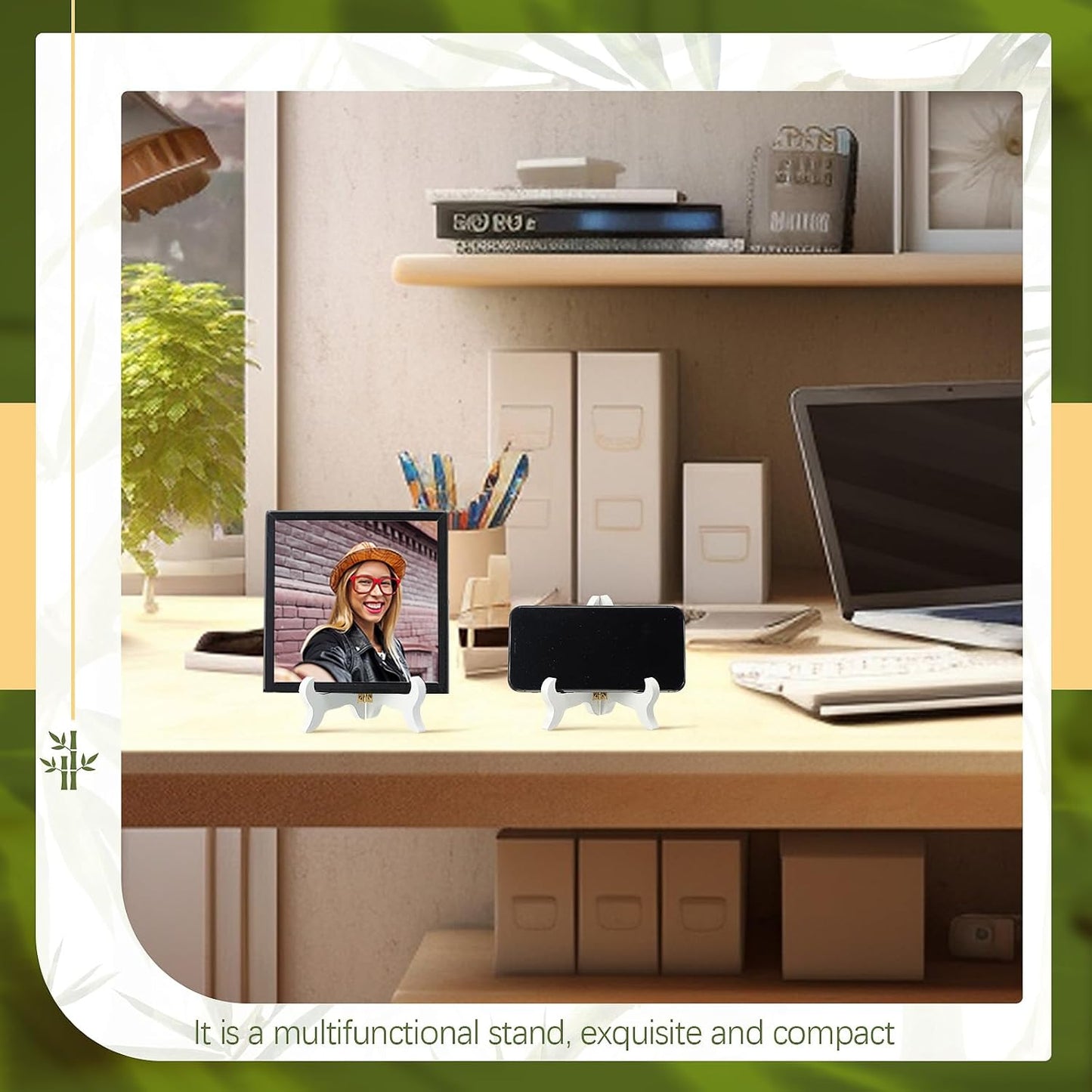 Packs Wooden Display Stand Decorative Plate Stands for Display Picture Frame Holder / White / 4 Inch