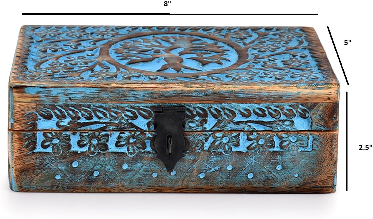 Wooden Jewelry Box / 8 x 5 x 2.5