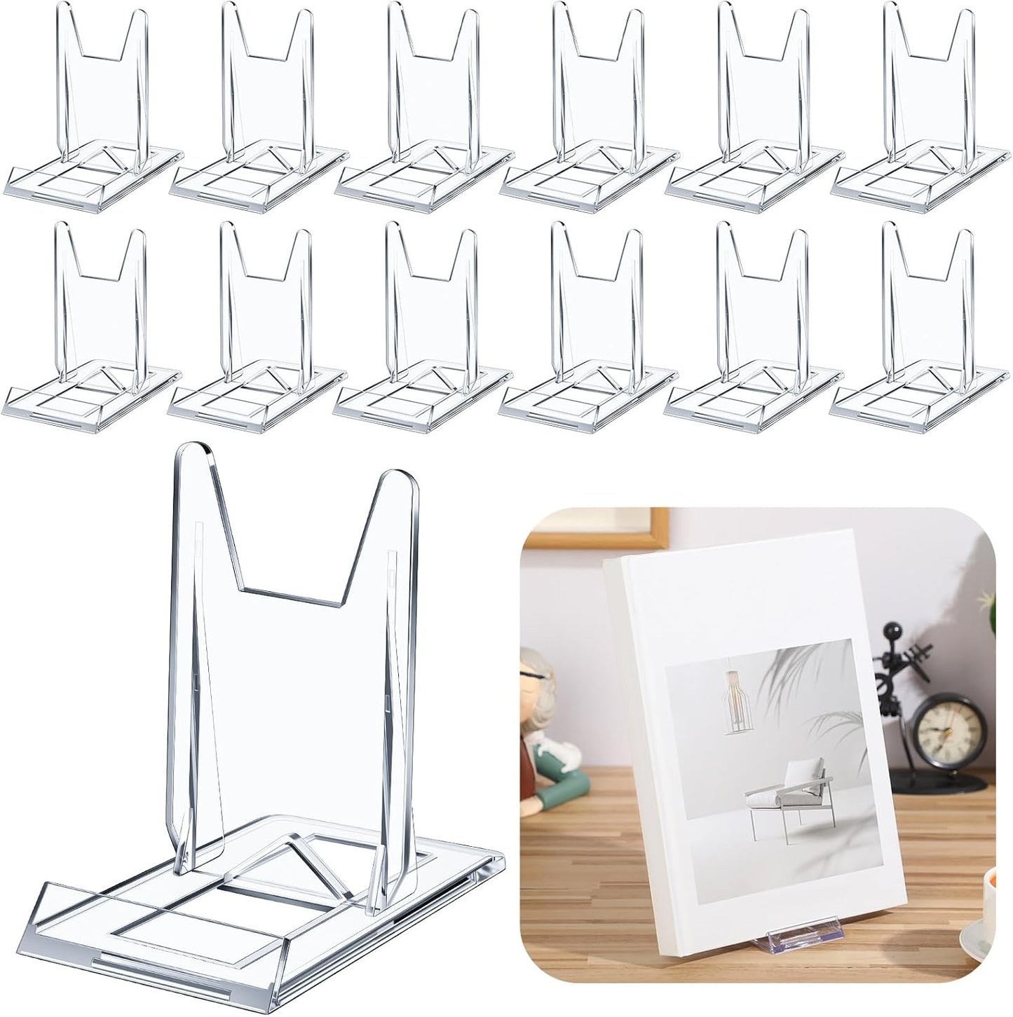 36 Pack Acrylic Book Stand for Display Adjustable, 4.2in H | Clear Display Holder Easel Collector Stand for Home