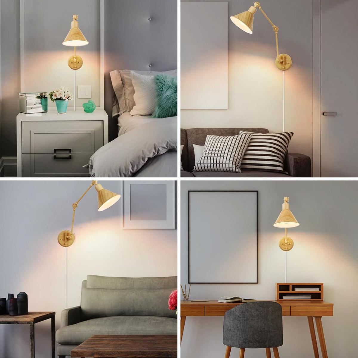 TRLIFE Dimmable Wall Sconce, Remote Control Plug in Wall Sconce Dimming 10%-100% and Adjustable Color Temperature