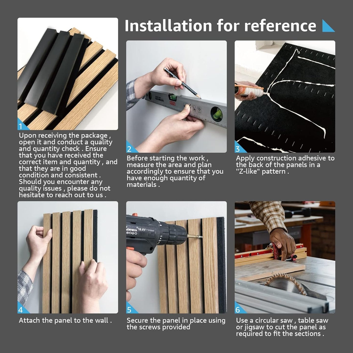 Art3d 4-Pack Acoustic Wood Slat Wall Panels for Interior Decor, 3D Fluted Sound Absorbing Wood Paneling for Accent Wall