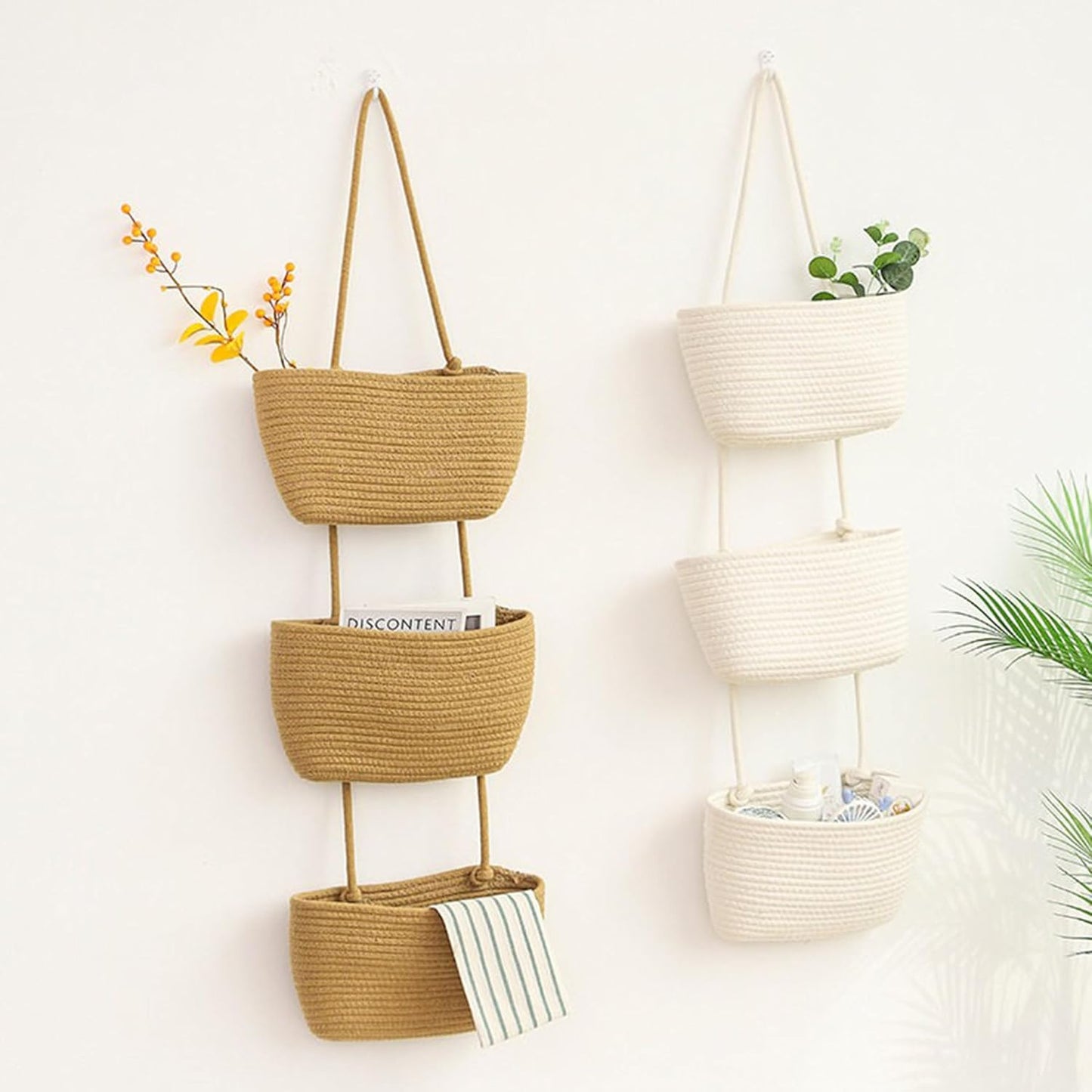 Wall Hanging Cotton Baskets / White