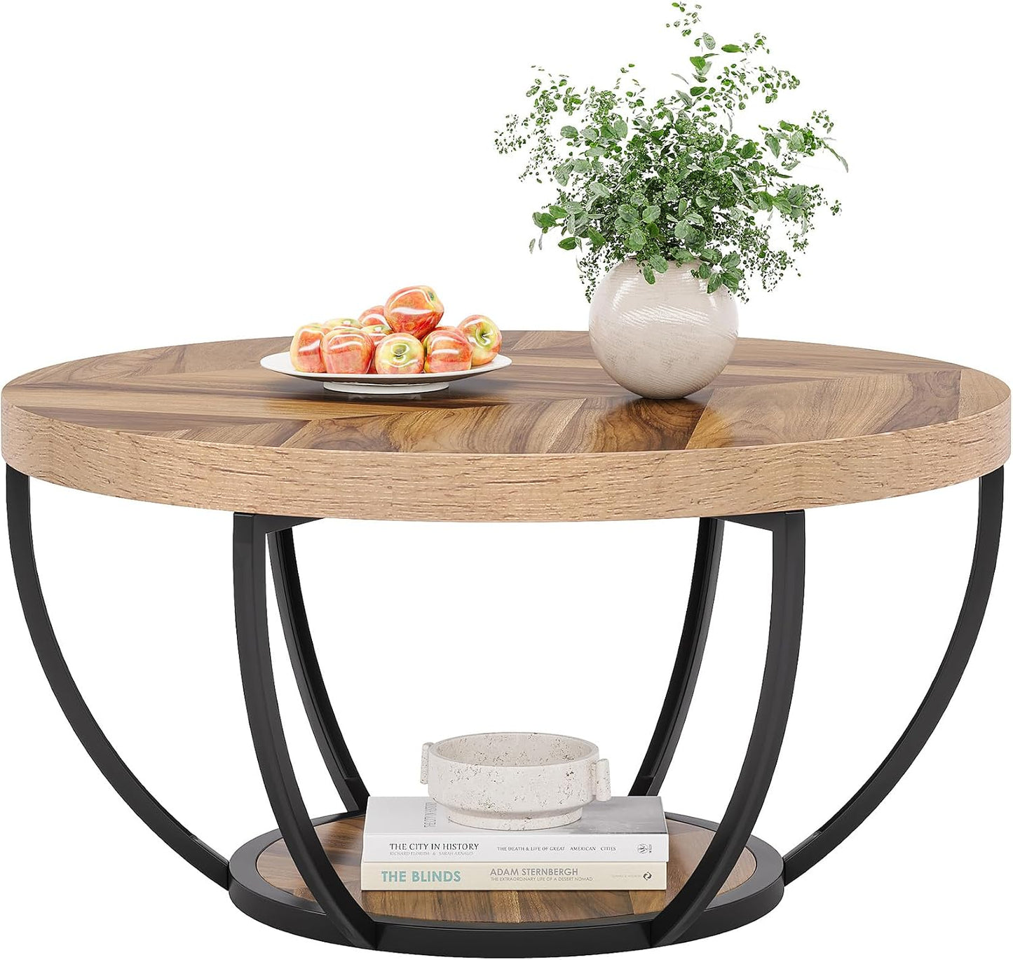 2-Tier Storage Shelves / Wooden Grain and Black