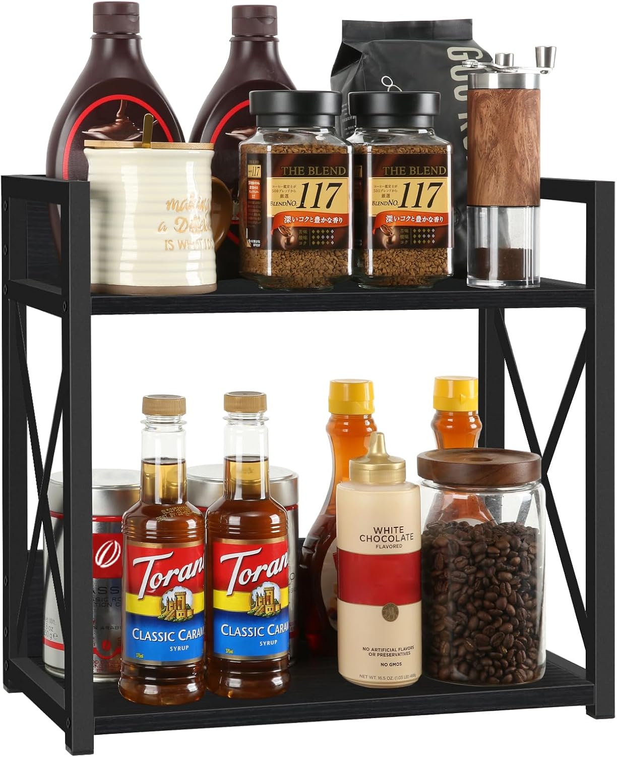 YINMIT Kitchen Countertop Organizer,Spice Rack,Coffee Bar Shelf Organizer | 2-Tier Coffee Station,Seasoning