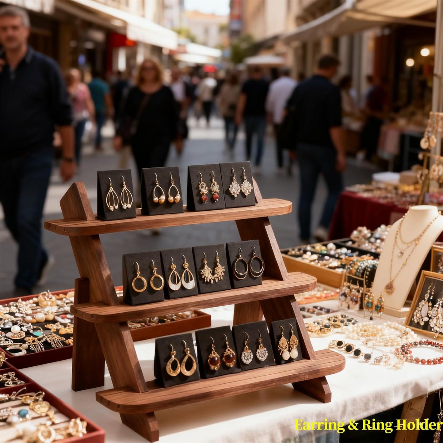 Wooden Display Stand / Walnut-3tier
