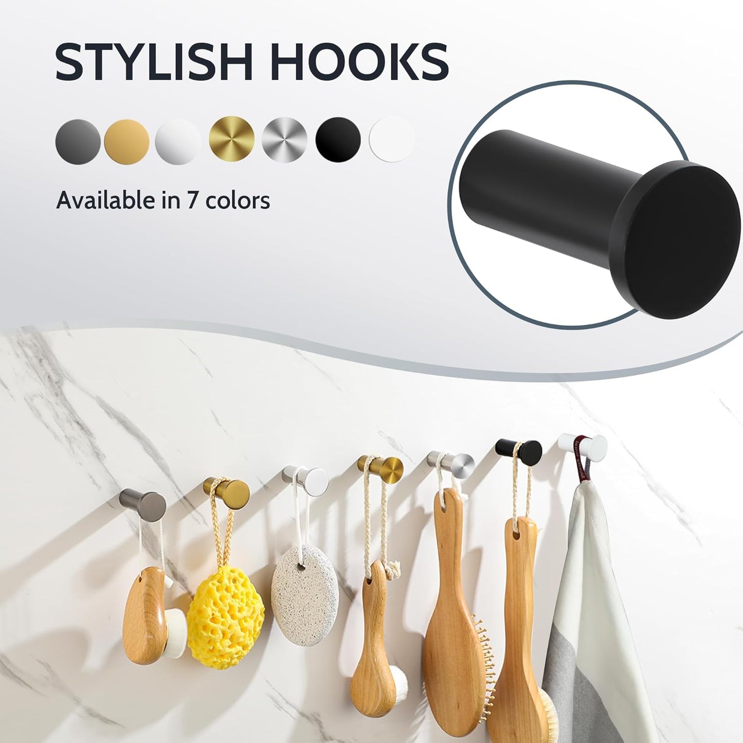Modern Coat Hooks Wall Mounted / 4P - Round / Black
