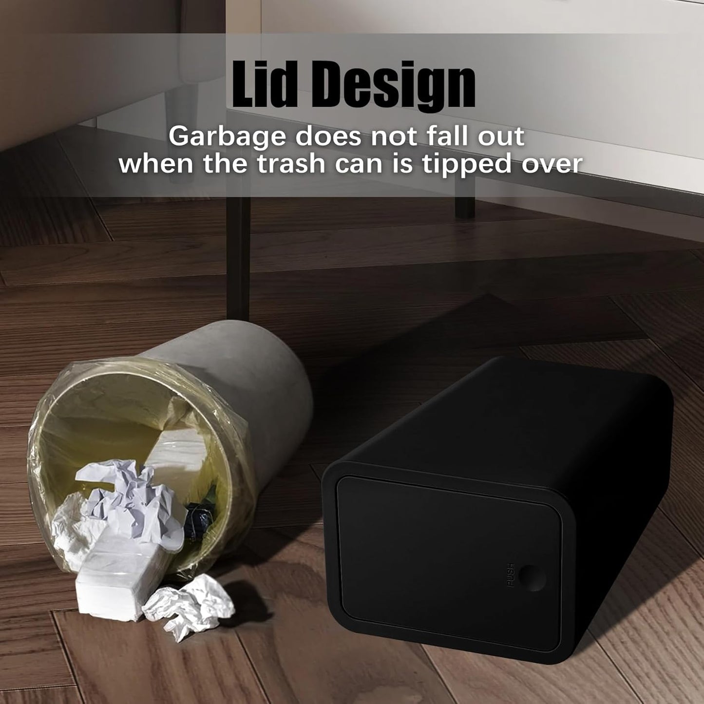 Small Trash Bin Waste Basket / Black