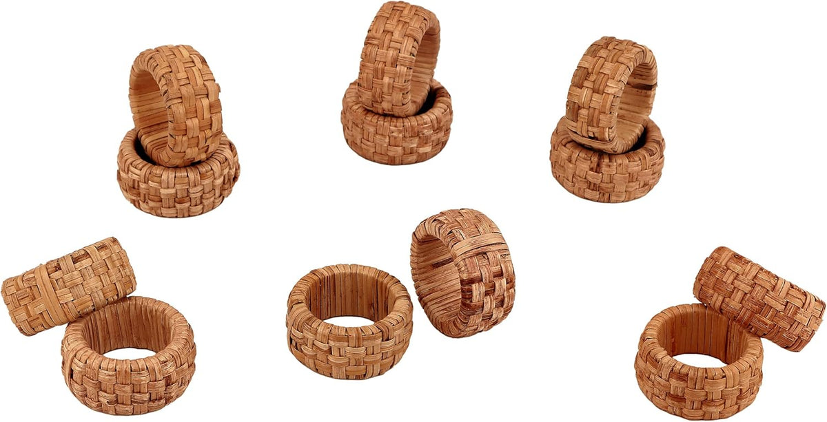 Natural Cane Napkin Rings Set of 36, Handwoven Table Decor, Bohemian Coastal Napkin Holders for Rustic Dining &