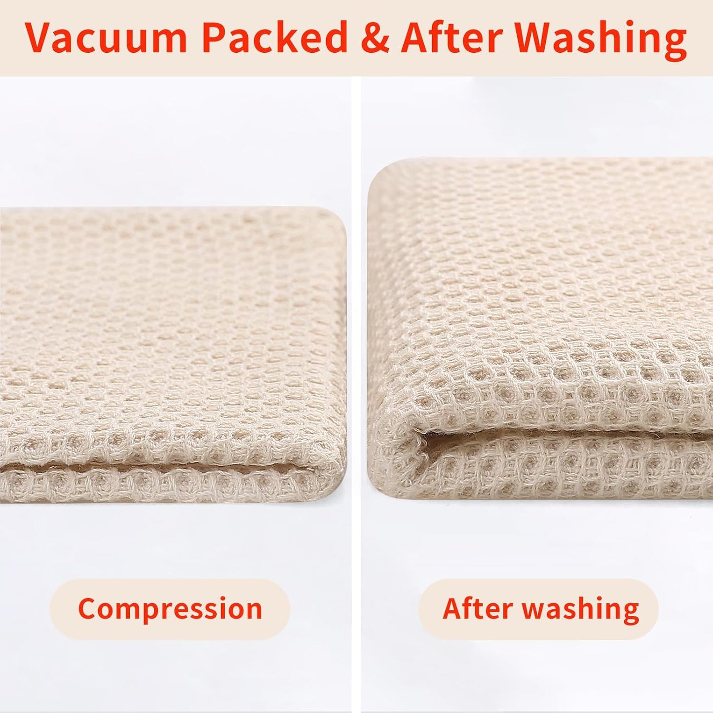 Homaxy 100% Cotton Waffle Weave Kitchen Dish Cloths 24-Pack, Beige | 12 x 12 Inches, Ultra Soft Absorbent Dish Towels
