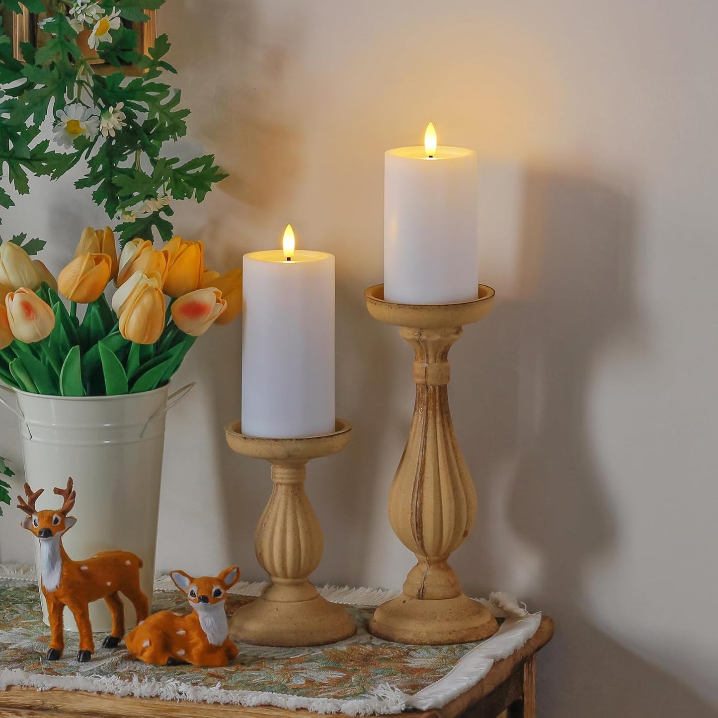 Outdoor 4pcs Flameless Waterproof Candles with Handy Remote Control, Cycle Timer Battery Operated Candle Grease Effect