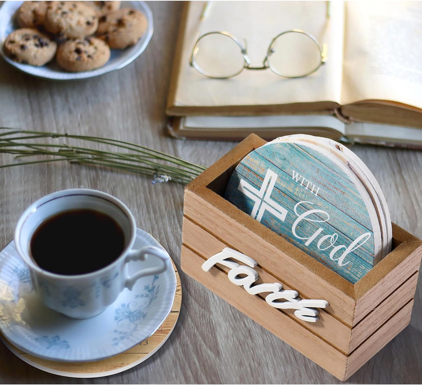 Wooden Coasters for Drinks / Classic Farmhouse / Set of 6