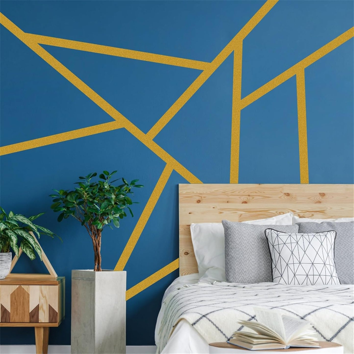 Wall Decal Striped Wall Decals Peel and Stick Metallic Line Walls Decals Modern Vinyl Walls / Gold