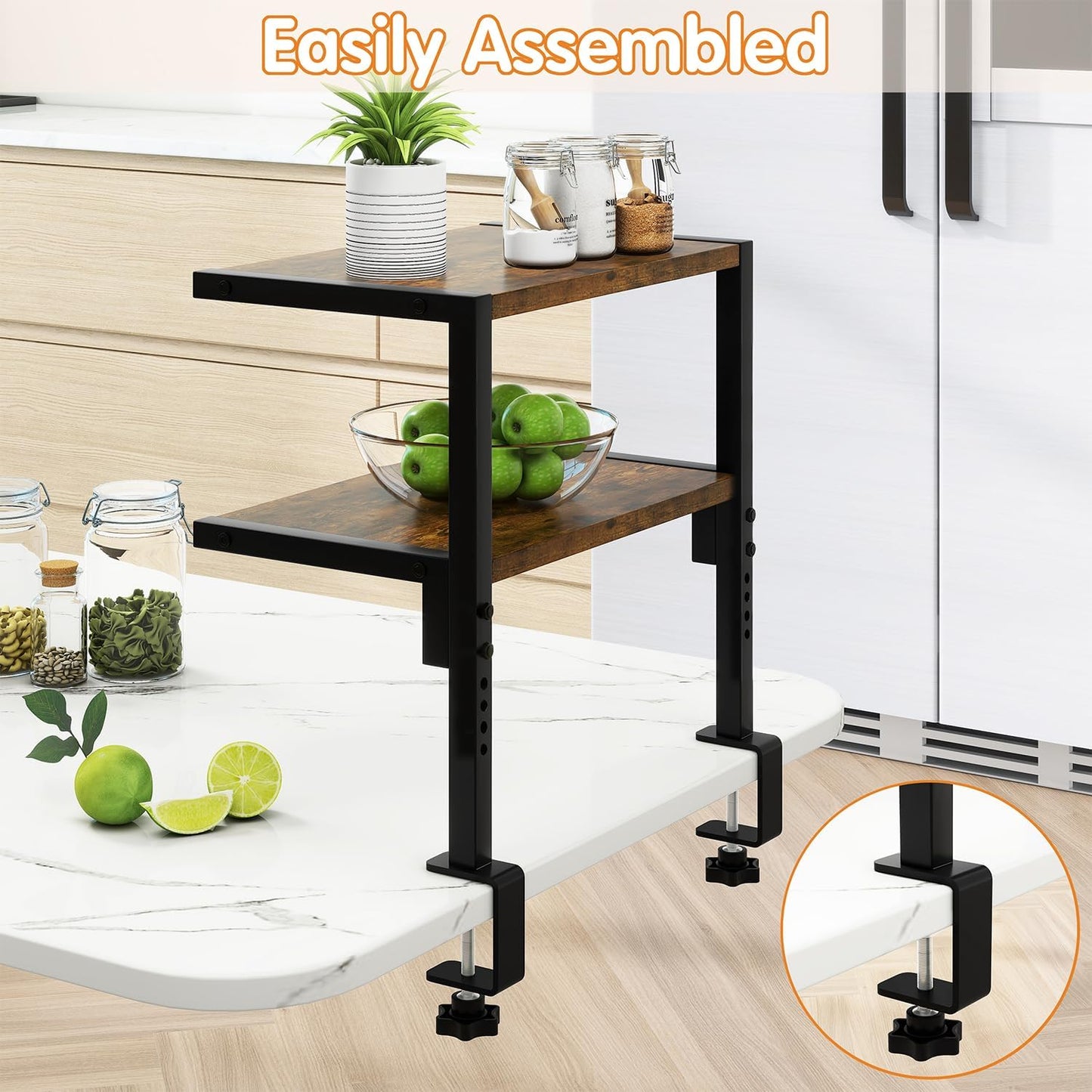 IBUYKE Clamp on Desk Organizer Shelf,Desk Extender Shelves UTMZ007H | 12.9 inches,2-Tier Adjustable Storage Shelves