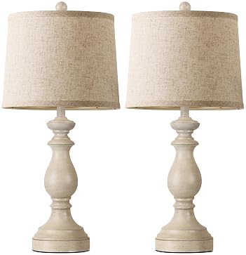 PARTPHONER Traditional Table Lamp Set of 2, Rustic Farmhouse Table Lamps for Living Room Bedroom, 27" Bedside Desk
