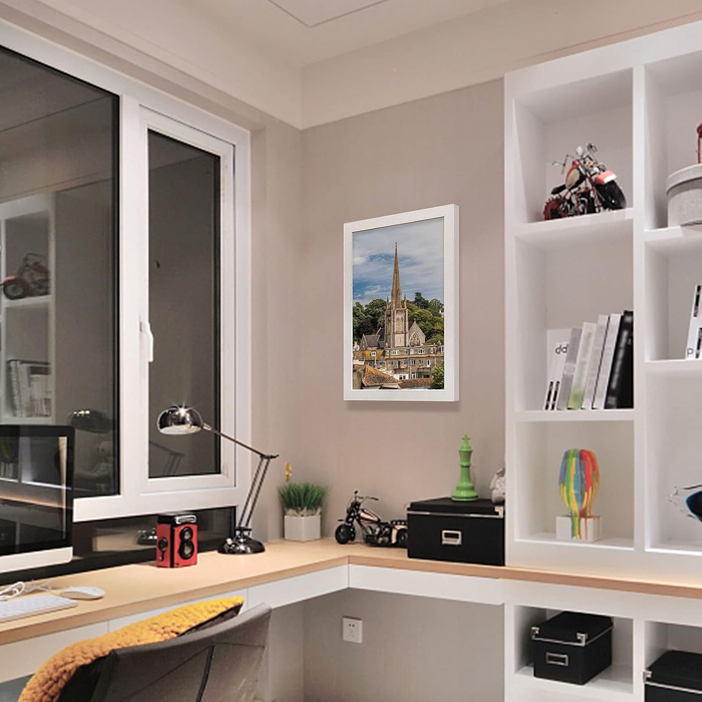 VCK 13x19 Frames 3 Pack, White Poster Frame MDF Wood with Polished Plexiglass, Wall Mounting Horizontal & Vertical