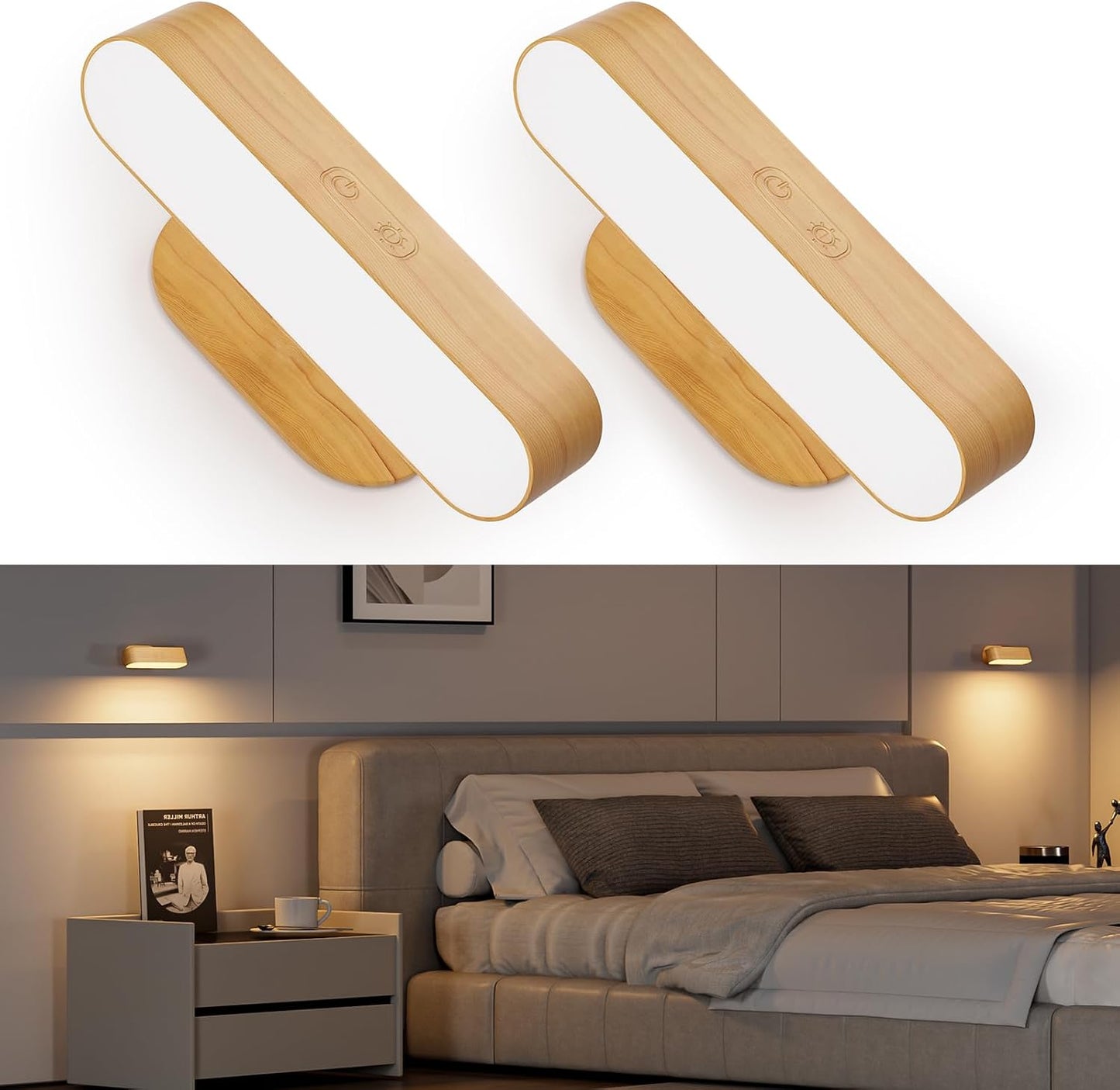camuucci Battery Operated Wall Sconces Set of 2, Rechargeable Wall Lights