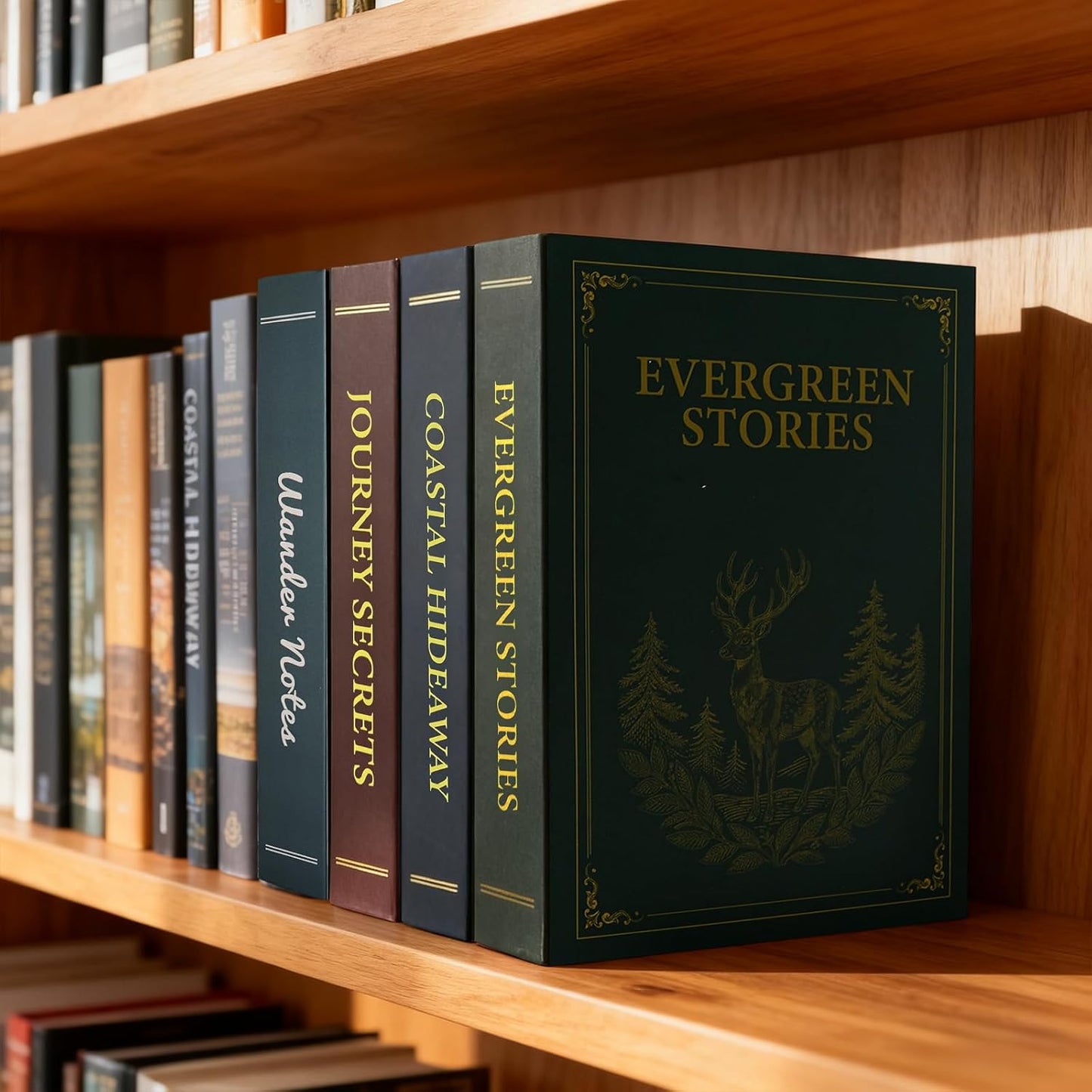 Large Decorative Book Safe / Green-evergreen Stories / 10.82 x 7.67 x 1.77