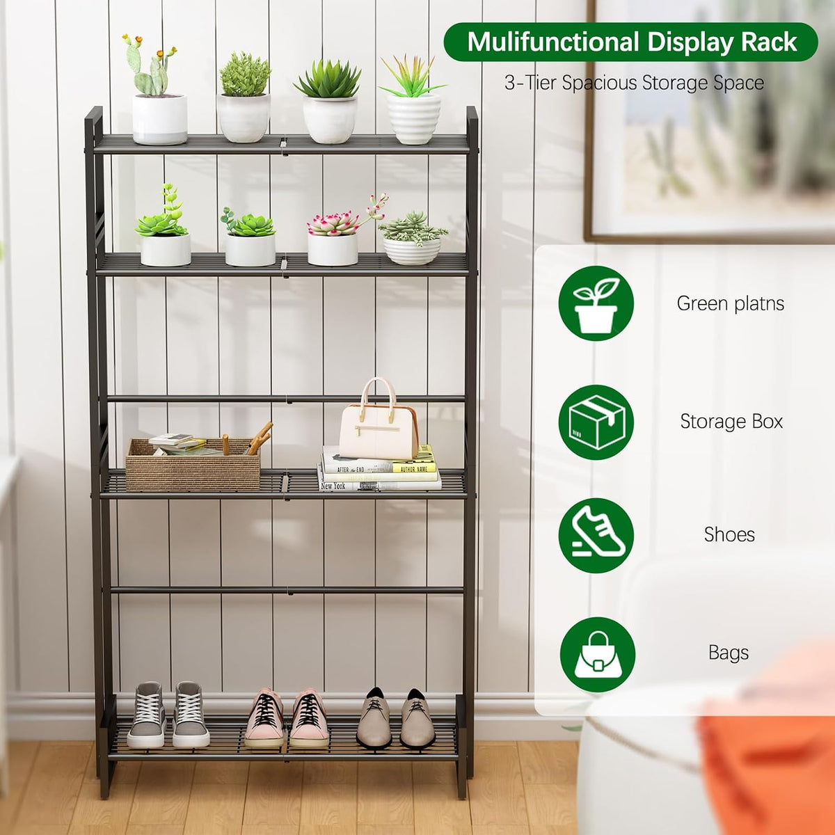 Garden 4 you 4-Tier Stair Style Metal Plant Stand, Large Stackable Rack | 4-tier stair style,Stackable heavy-duty metal
