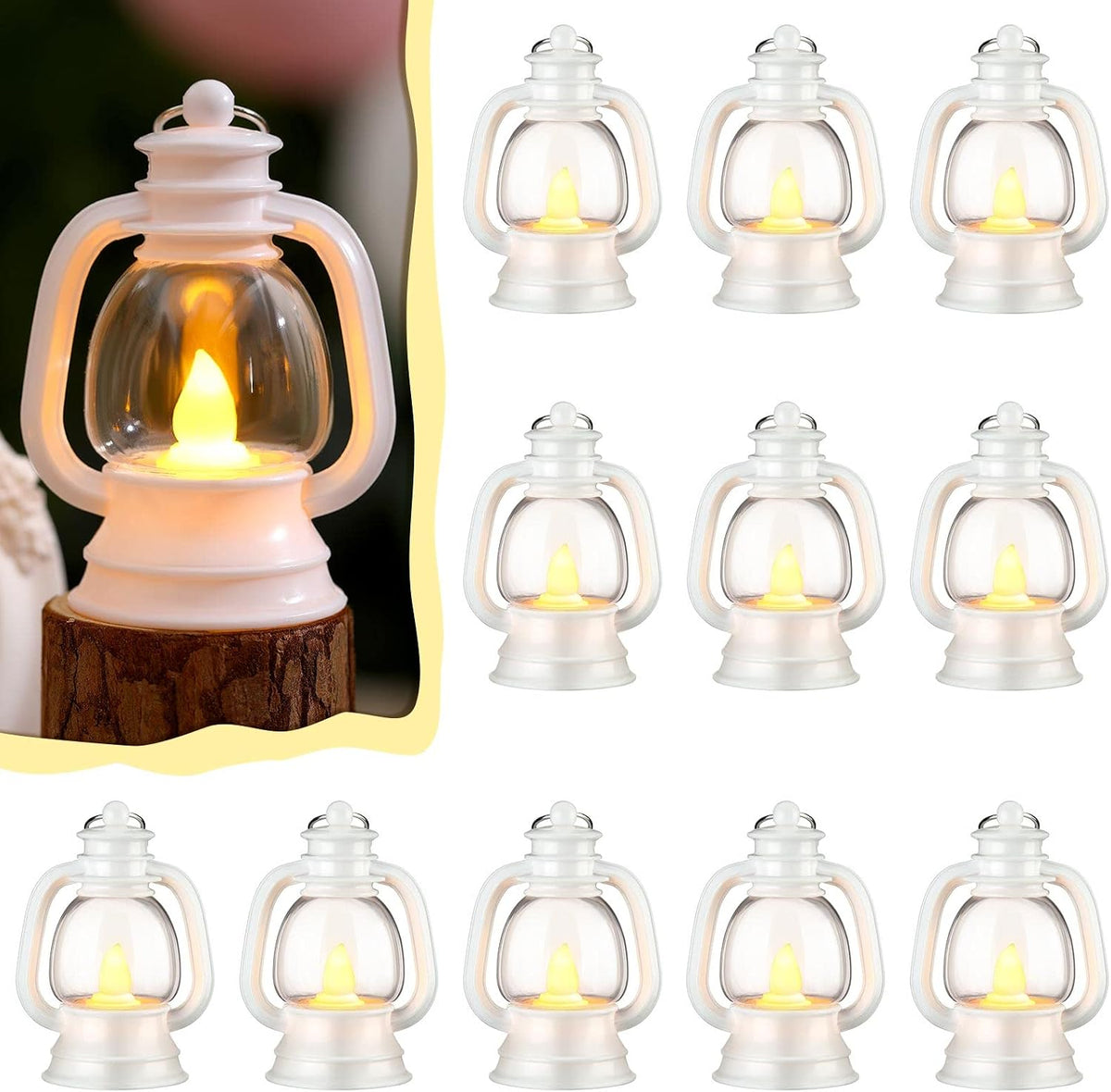 Ferraycle 12 Pcs Mini Lanterns Bulk 4 Inch White Lamp Table Centerpieces