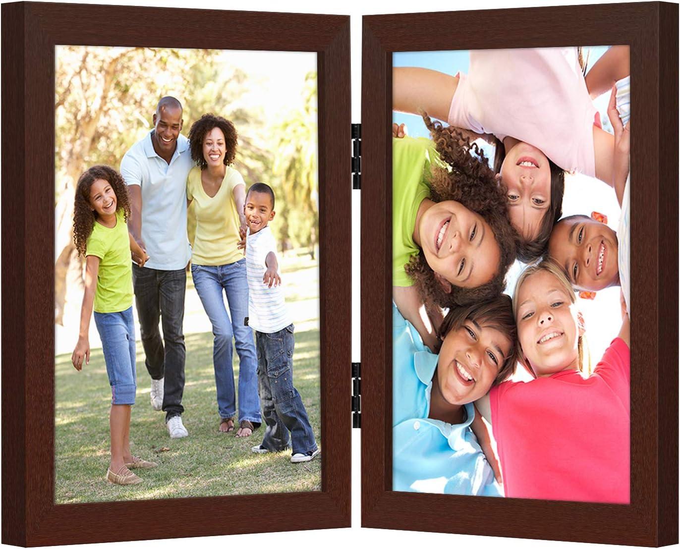 Americanflat Hinged 8x10 Picture Frame with Shatter-Resistant Glass - Double Picture Frames with Engineered Wood