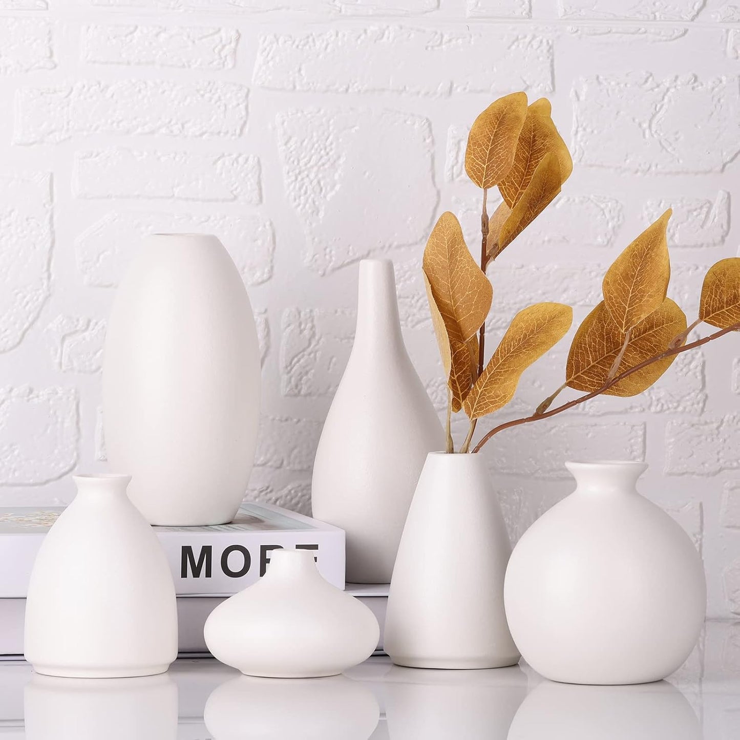 Ceramic Bud Vase Bulk Boho Centerpieces / White / Set of 6