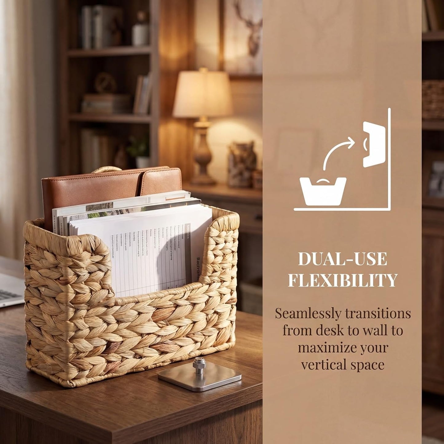 Handwoven Water Hyacinth Wall Basket Storage