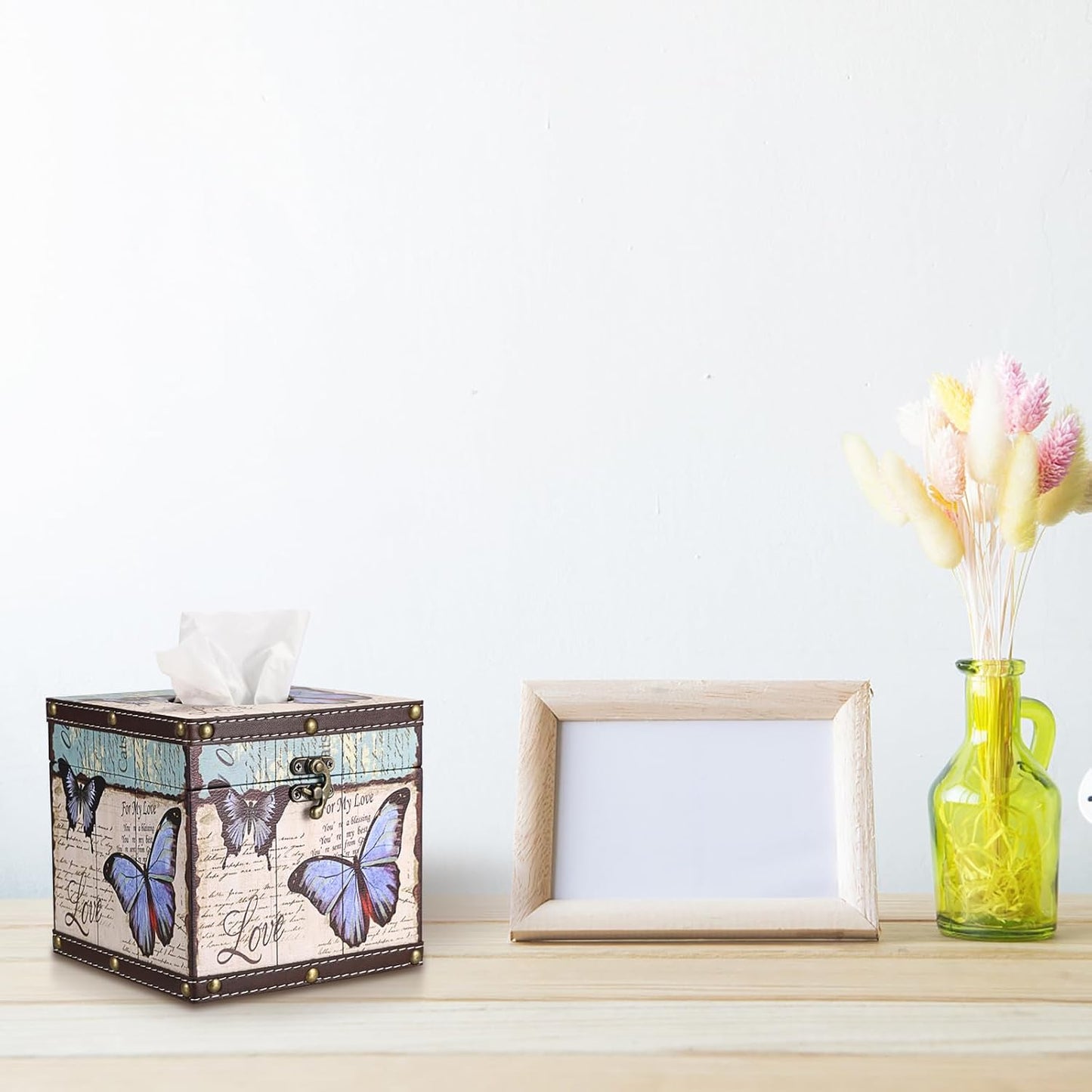 Vintage Tissue Box Cover / Purple Butterfly