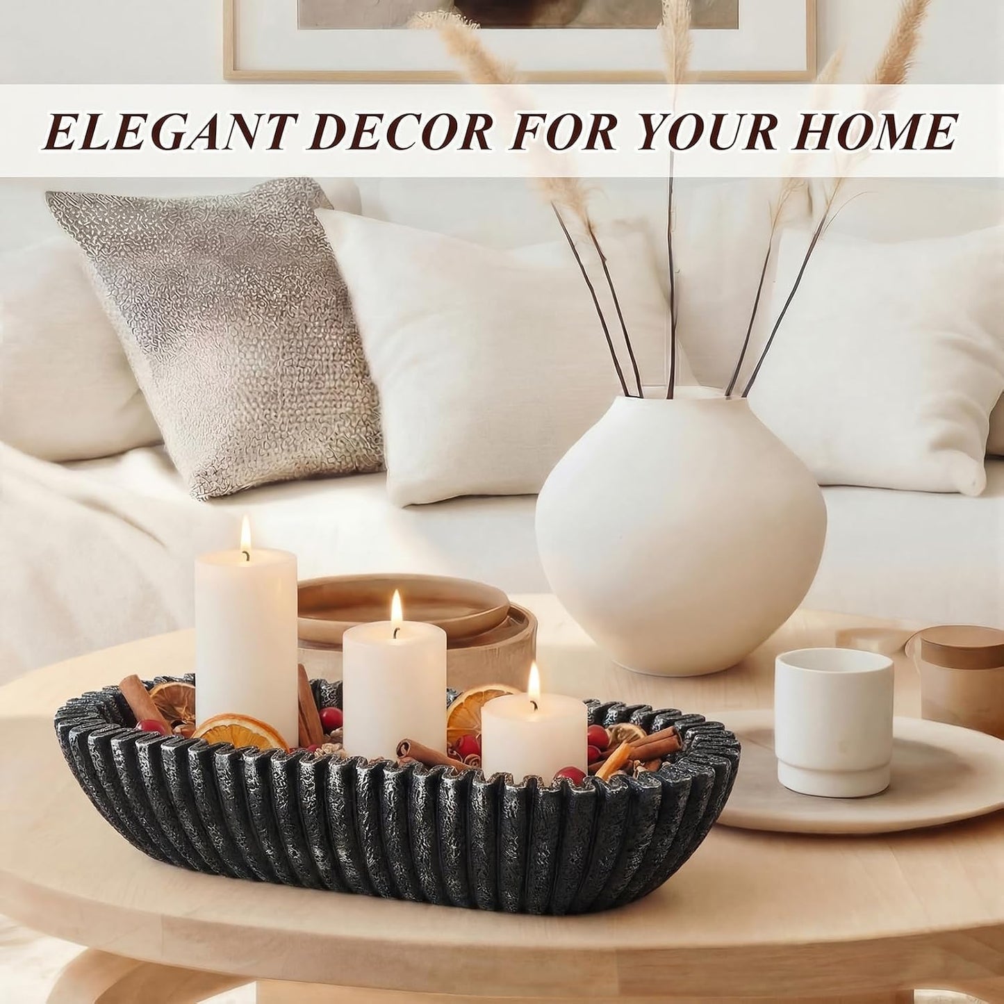 Large Decorative Bowl / Black / Oval