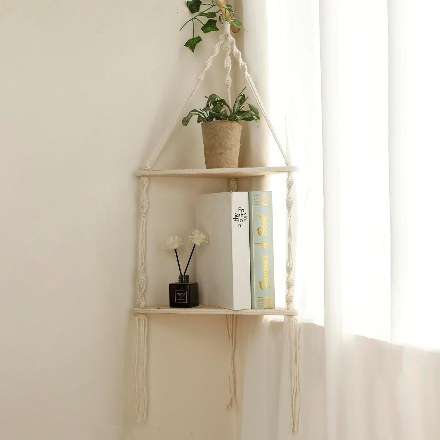 Rustic Wooden Plant / Beige - 2 Tier