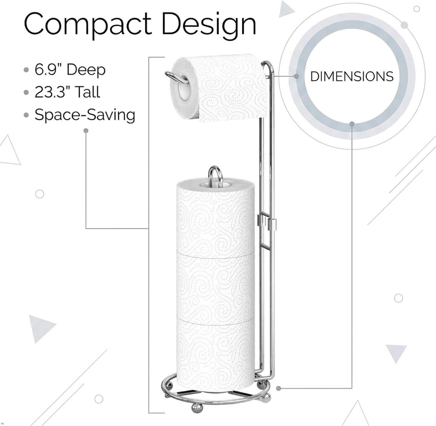 Simple Houseware Toilet Paper Holder Bathroom Tissue Storage Holder, Chrome | 4 Paper Rolls, 6.9" x 6.9" x 23"